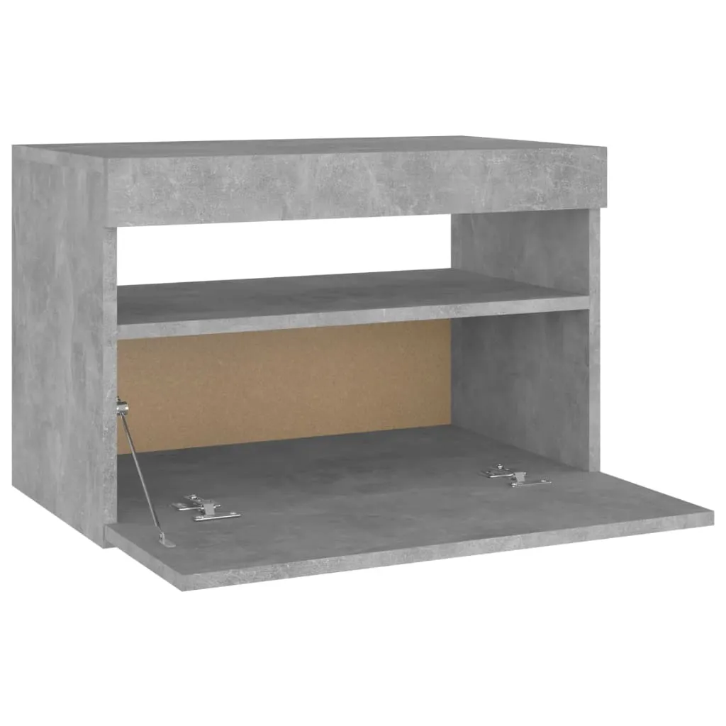 Bedside Cabinet & LED Lights Concrete Grey 60x35x40 cm