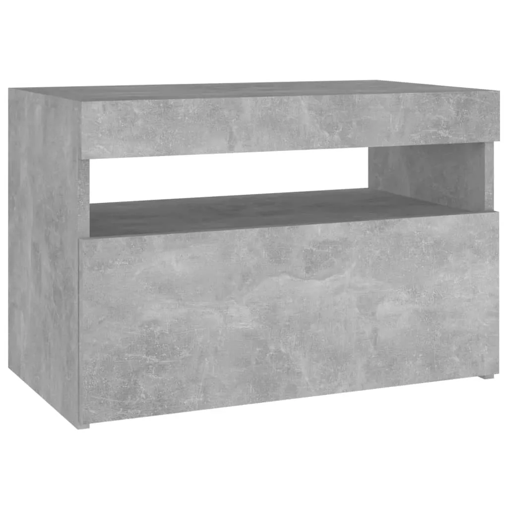 Bedside Cabinet & LED Lights Concrete Grey 60x35x40 cm