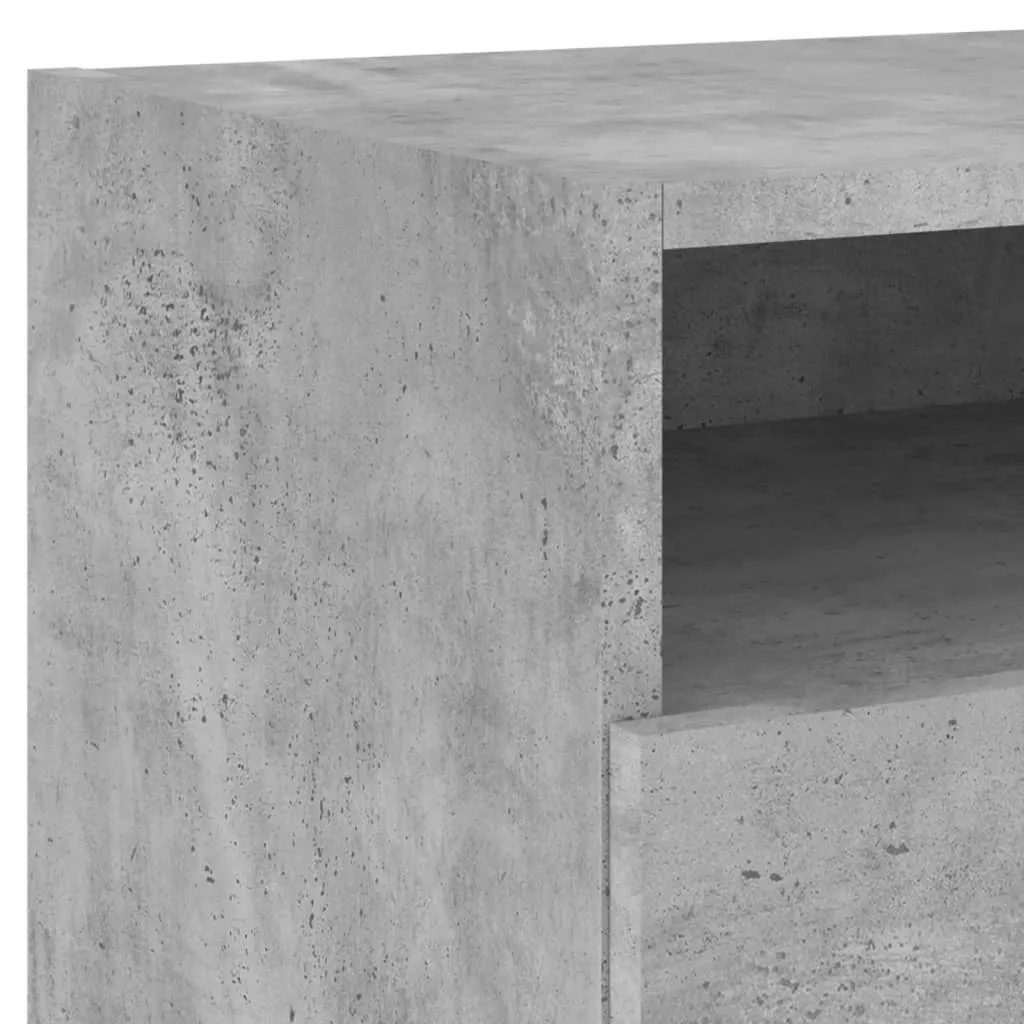 Bedside Cabinet with LED Lights Concrete Grey 40x39x37 cm