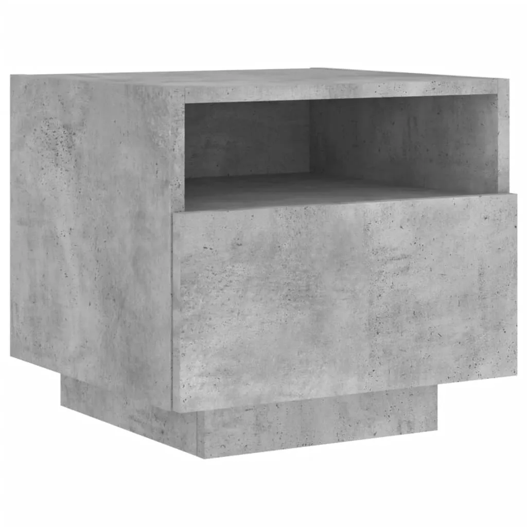 Bedside Cabinet with LED Lights Concrete Grey 40x39x37 cm