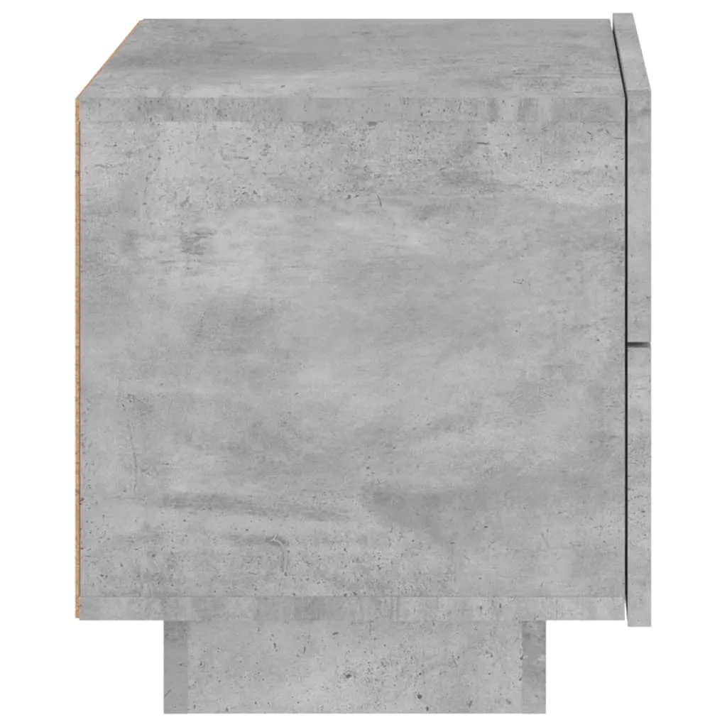 Bedside Cabinet with LED Lights Concrete Grey 70x36x40.5 cm