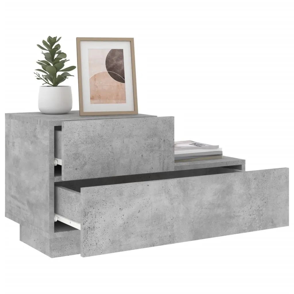 Bedside Cabinet with LED Lights Concrete Grey 70x36x40.5 cm