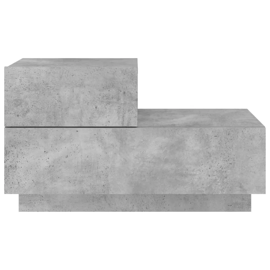 Bedside Cabinet with LED Lights Concrete Grey 70x36x40.5 cm