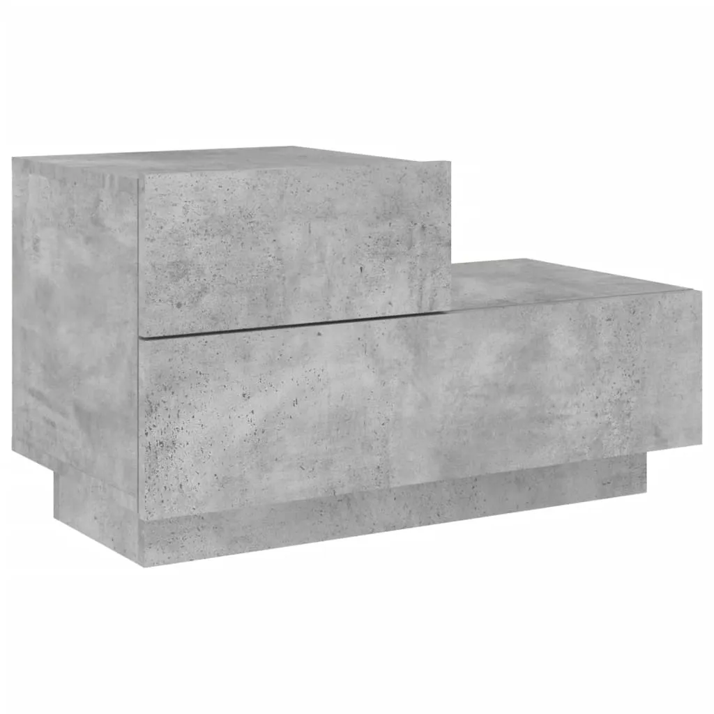 Bedside Cabinet with LED Lights Concrete Grey 70x36x40.5 cm