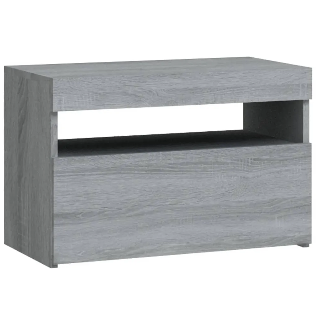 Bedside Cabinet with LED Lights Grey Sonoma 60x35x40 cm