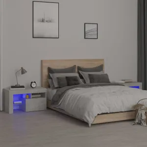 Bedside Cabinets 2 pcs with LED Lights Concrete Grey 70x36.5x40 cm