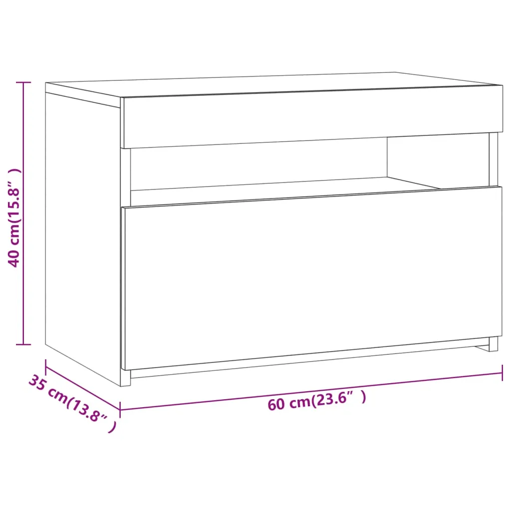 Bedside Cabinets 2 pcs with LED Lights Grey Sonoma 60x35x40 cm