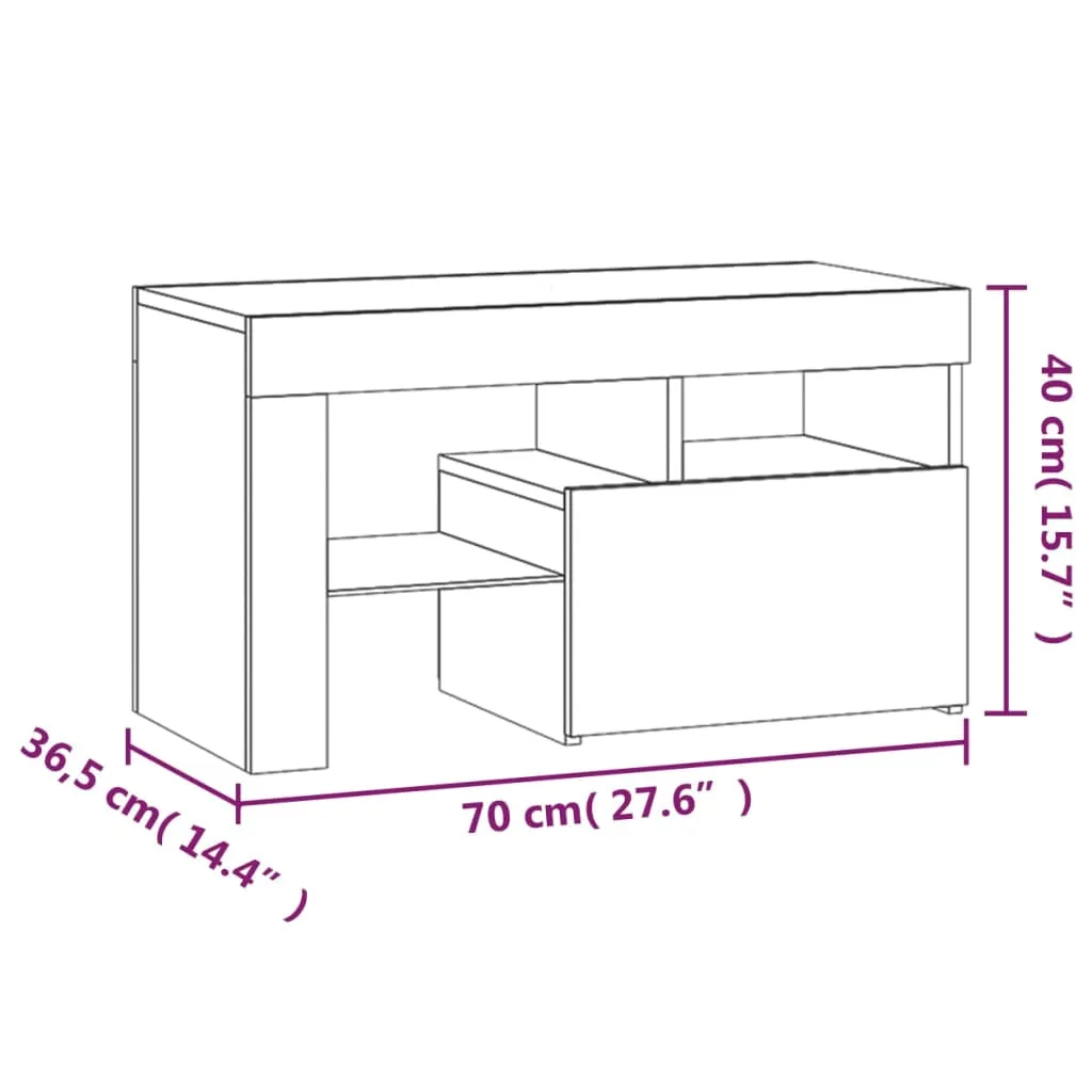 Bedside Cabinets 2 pcs with LED Lights Smoked Oak 70x36.5x 40 cm