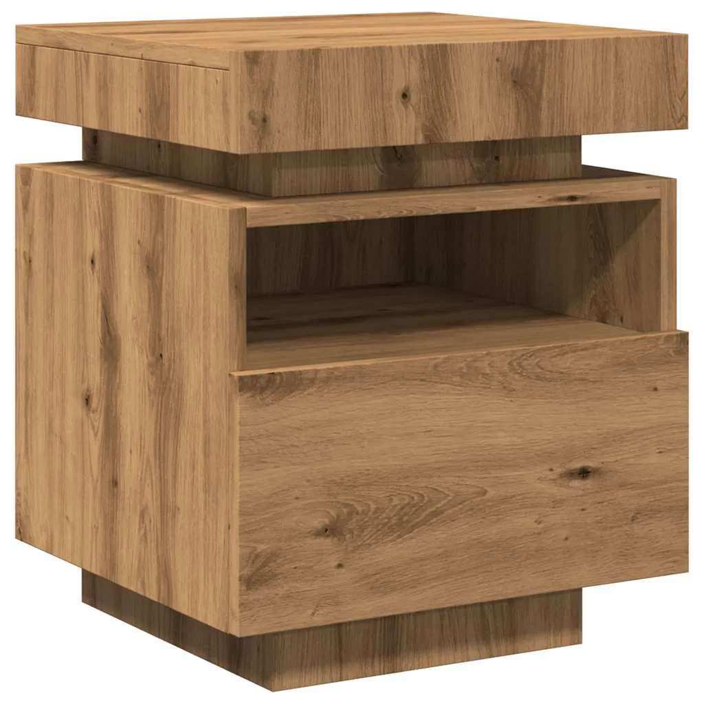 Bedside Cabinets with LED Lights 2 pcs Artisan Oak 40x39x48.5 cm