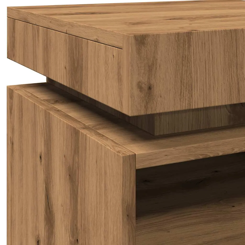 Bedside Cabinets with LED Lights 2 pcs Artisan Oak 40x39x48.5 cm