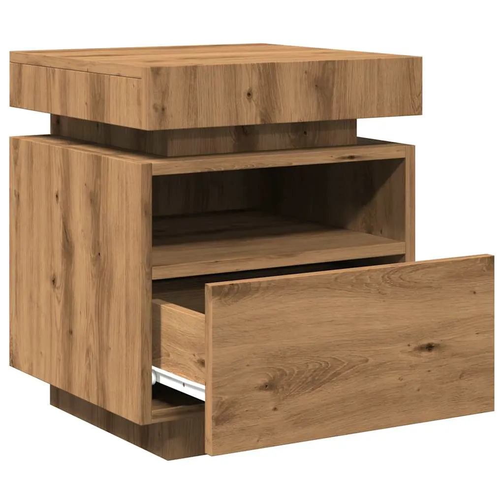 Bedside Cabinets with LED Lights 2 pcs Artisan Oak 40x39x48.5 cm