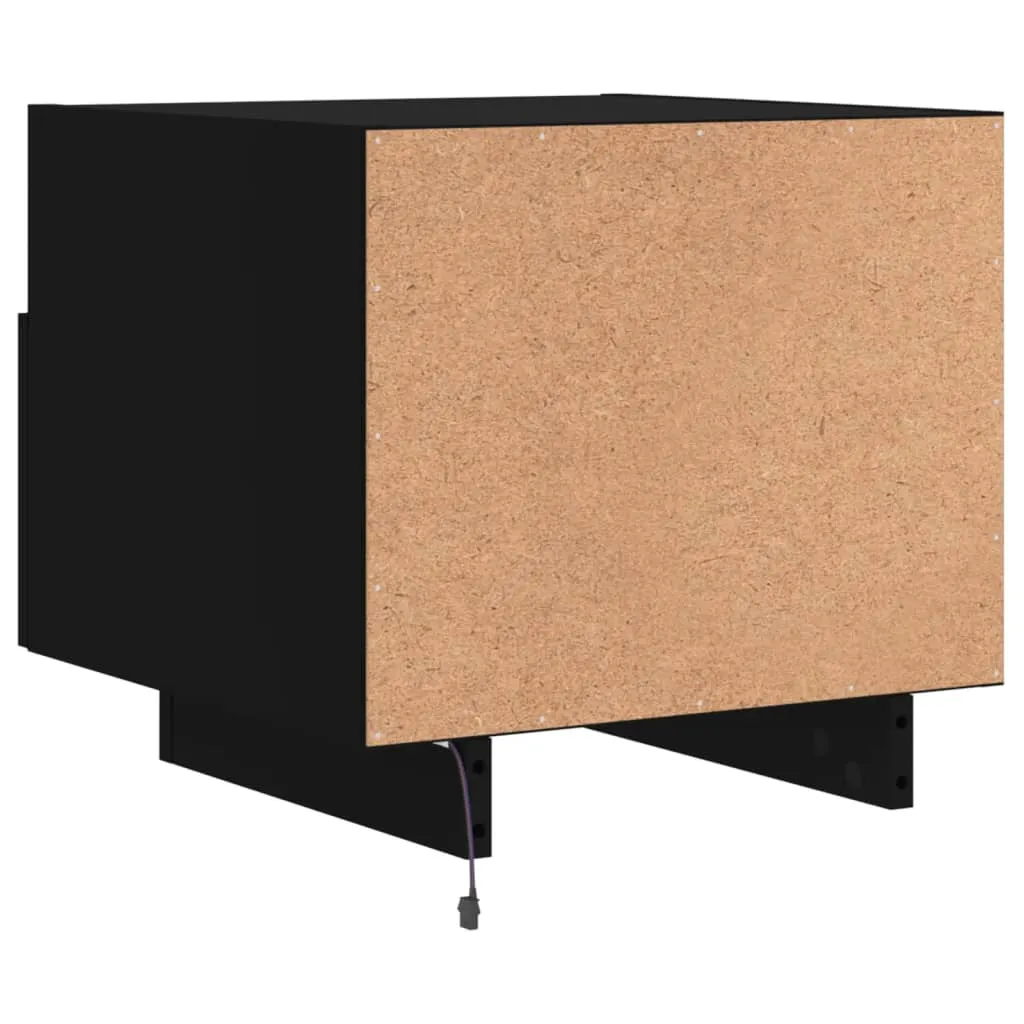 Bedside Cabinets with LED Lights 2 pcs Black 40x39x37 cm