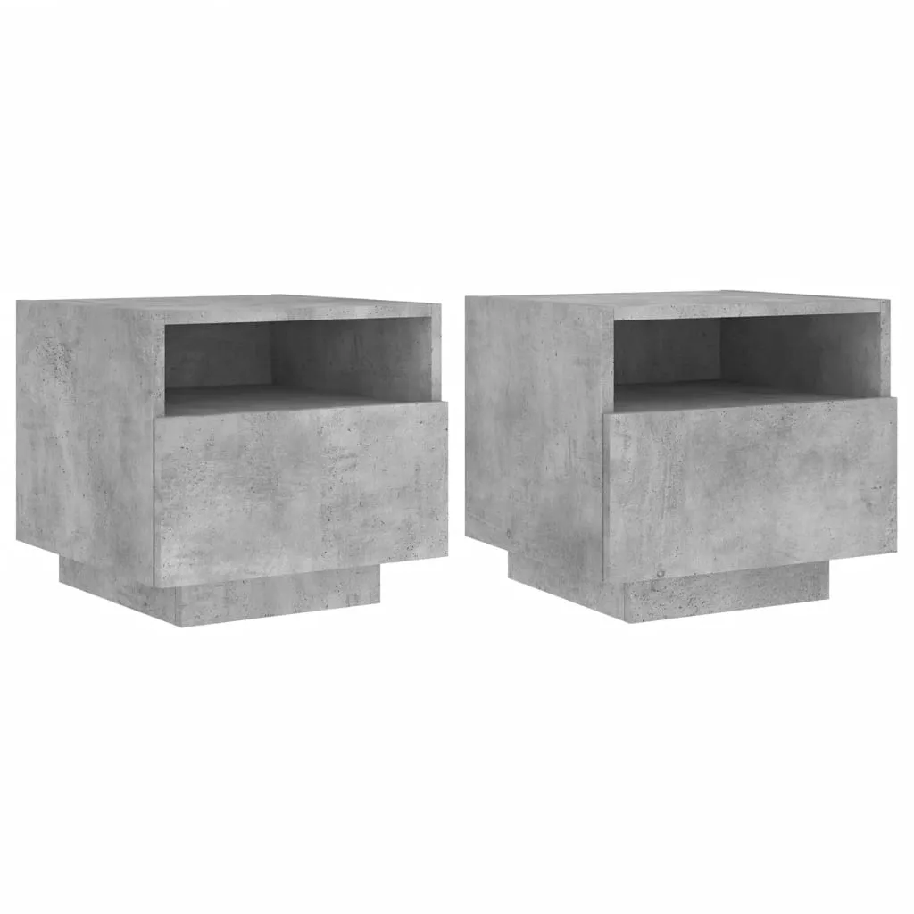 Bedside Cabinets with LED Lights 2 pcs Concrete Grey 40x39x37 cm