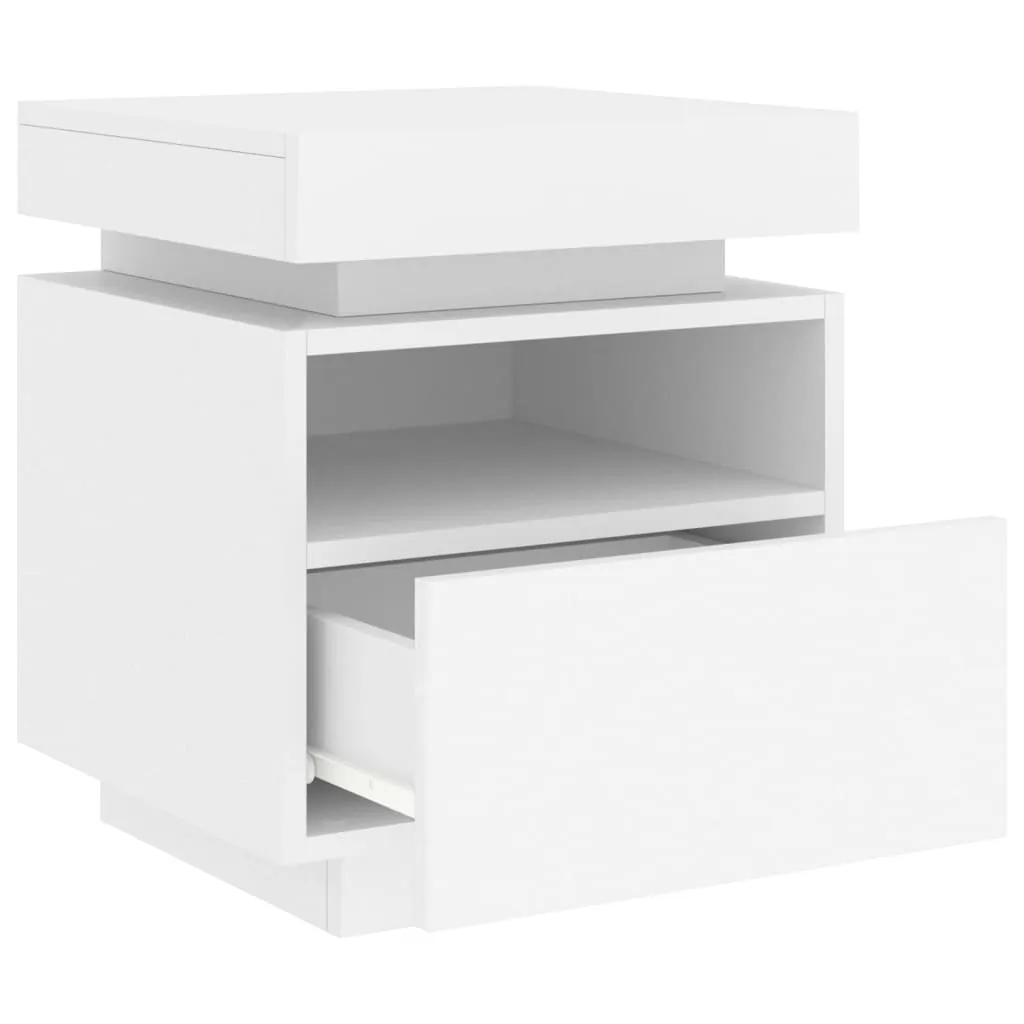 Bedside Cabinets with LED Lights 2 pcs White 40x39x48.5 cm