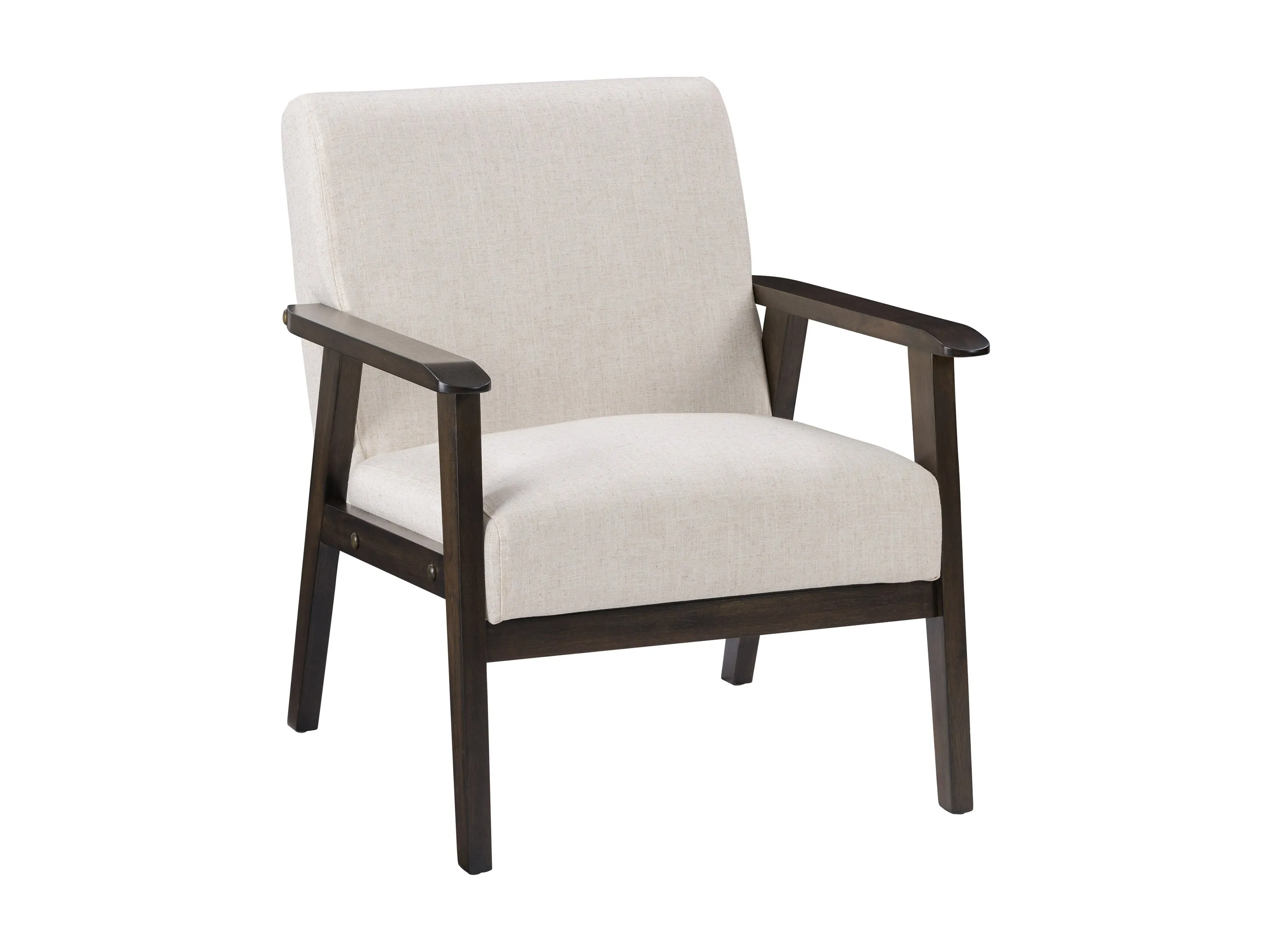 Beige Wood Accent Chair