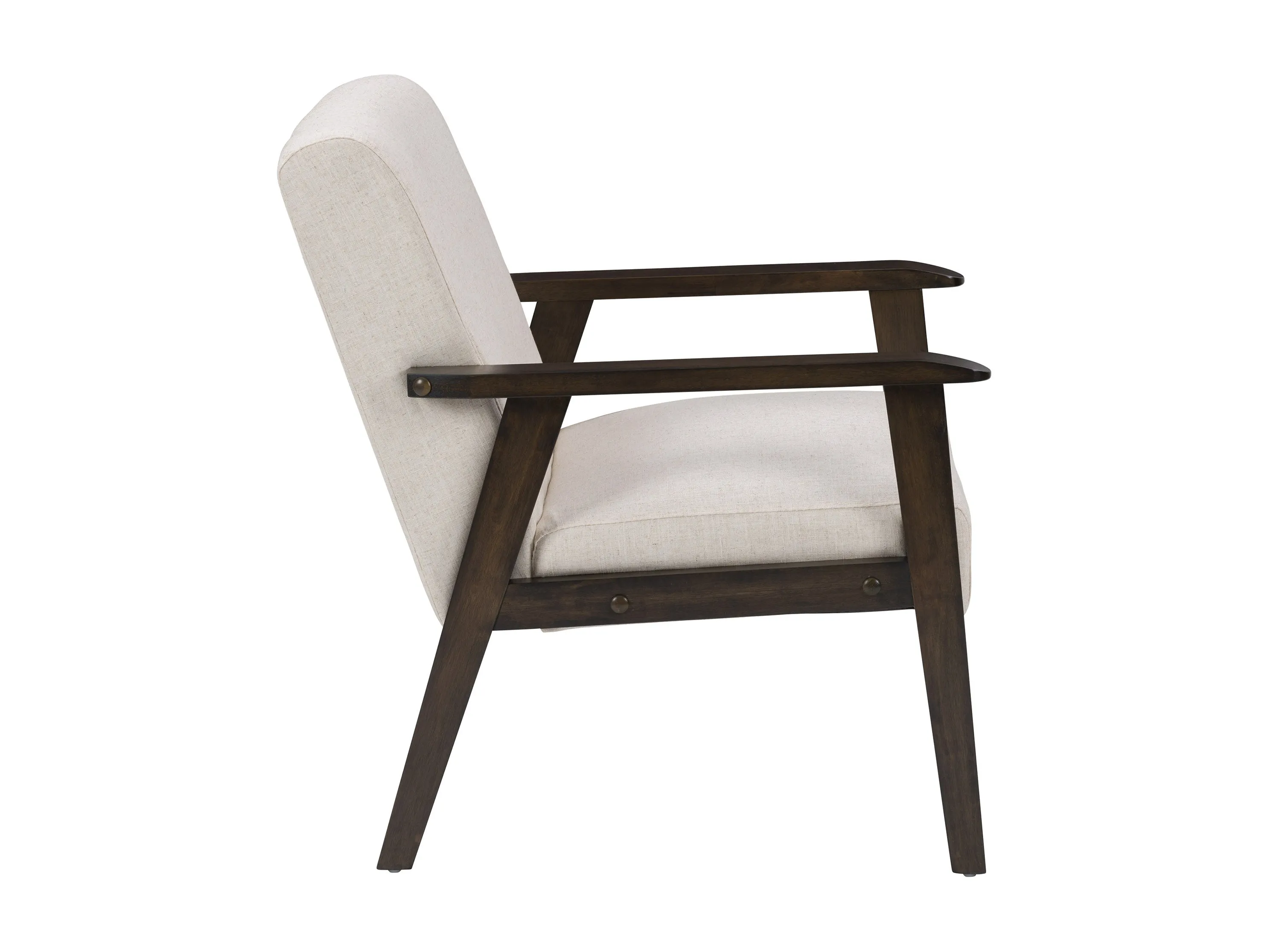 Beige Wood Accent Chair