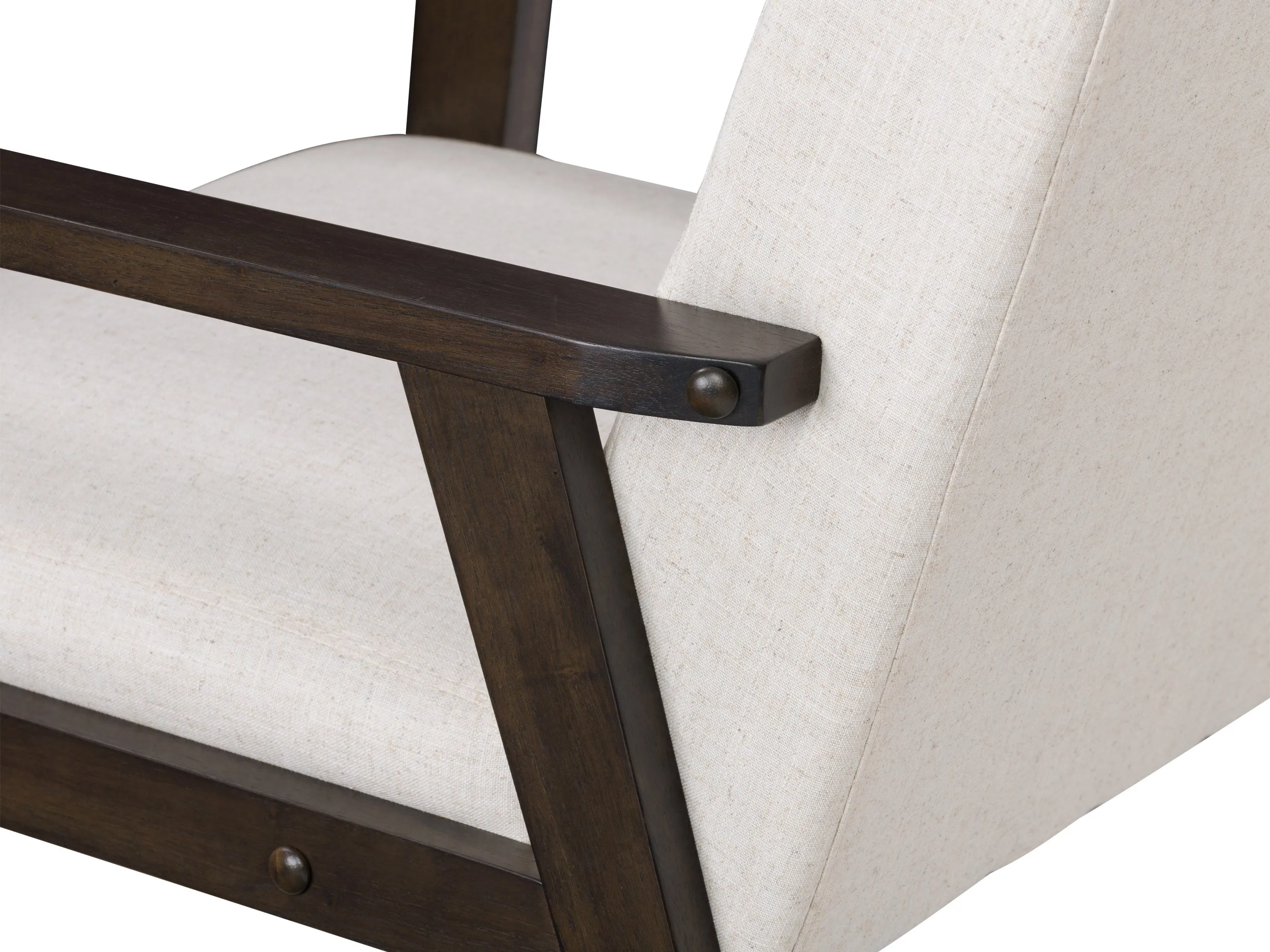 Beige Wood Accent Chair