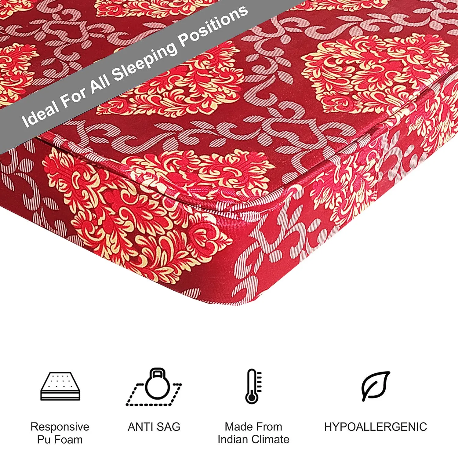 Binani Travel Bed 4-inch Soft Double Bed Dual Comfort Folding Mattress (Red, Double)