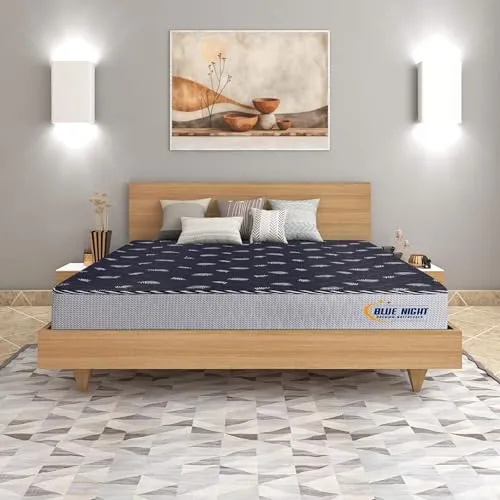 BLUENIGHT Springo Premium Mattress | Super Soft Foam | HR Foam | Anti-Bacterial Cotton | Ultimate Comfort (King Size, 78x72x10 inch)