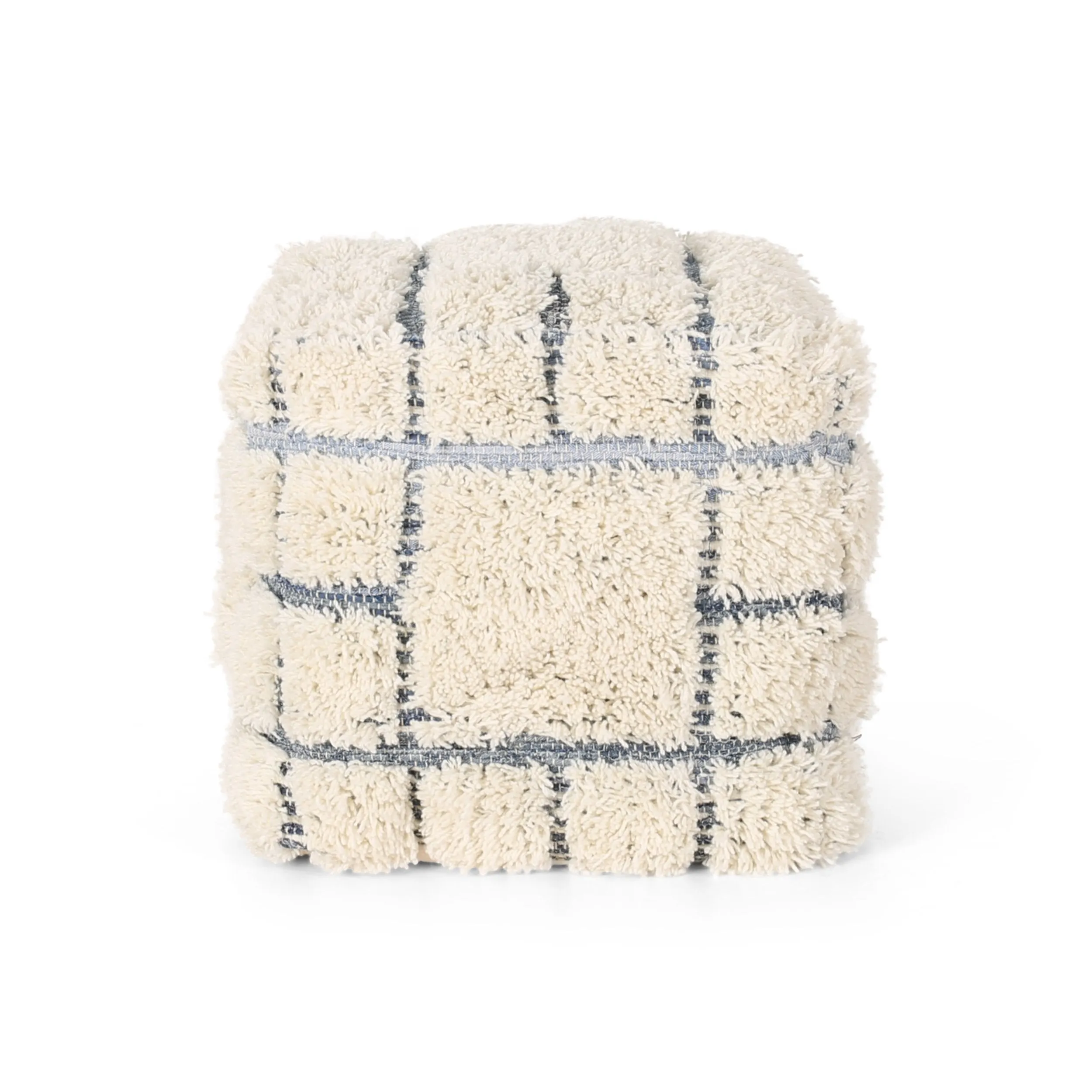 Boho Wool and Denim Pouf - NH666013