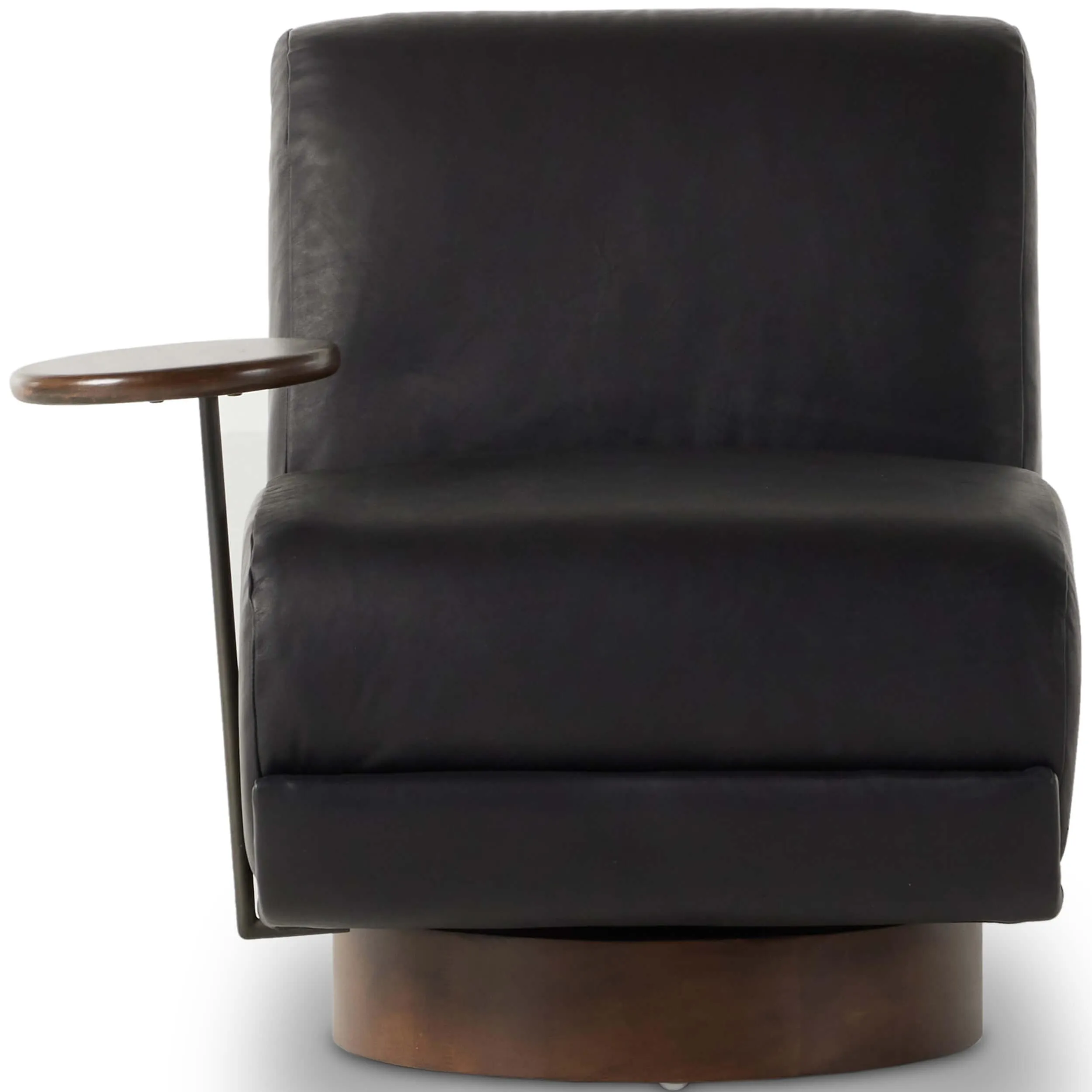 Bronwyn Leather Swivel Chair w/Side Table, Heirloom Black w/Almond