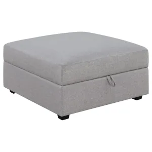 Cambria Upholstered Square Storage Ottoman Grey