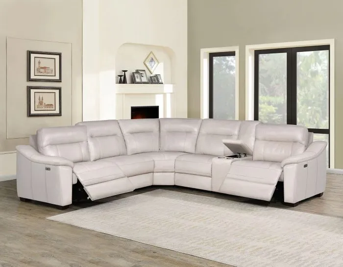 Casa 6-Piece Leather Dual-Power Reclining Sectional