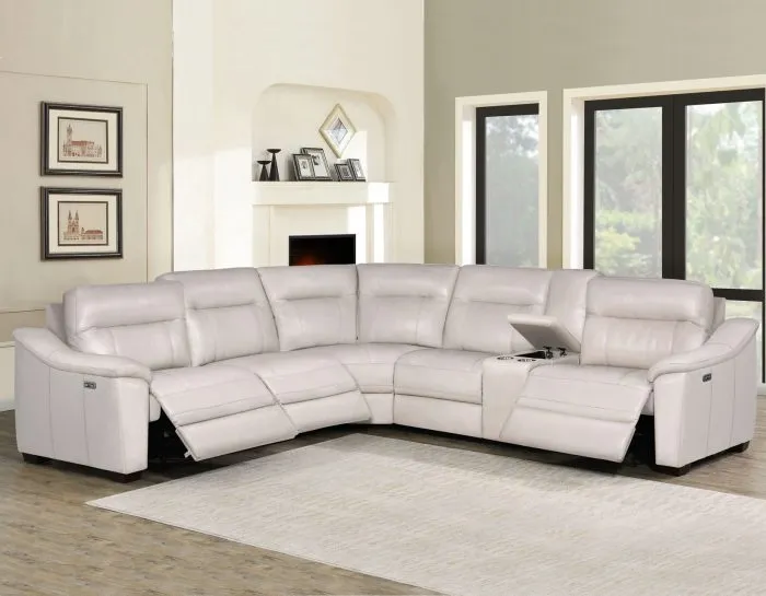 Casa 6-Piece Leather Dual-Power Reclining Sectional