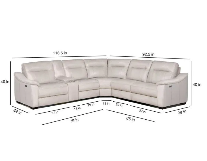 Casa 6-Piece Leather Dual-Power Reclining Sectional