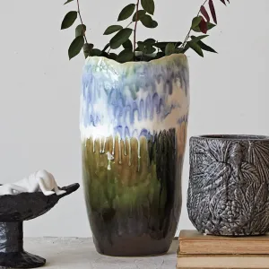 Ceramic Vase in Blues & Neutrals