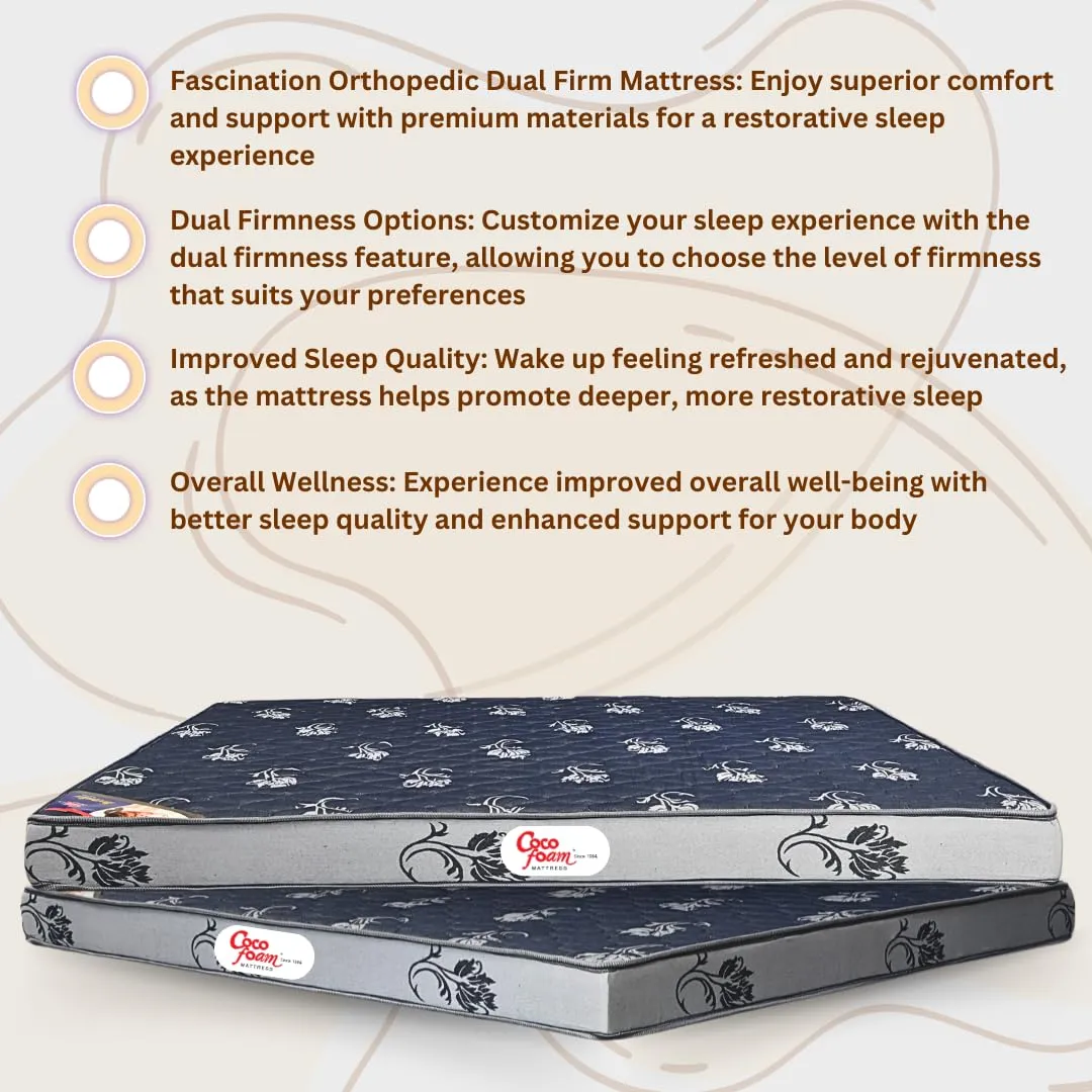 COCOFOAM Re-Bonded Orthopaedic Mattress for Superior Back Care (75x35x4 in, Grey)