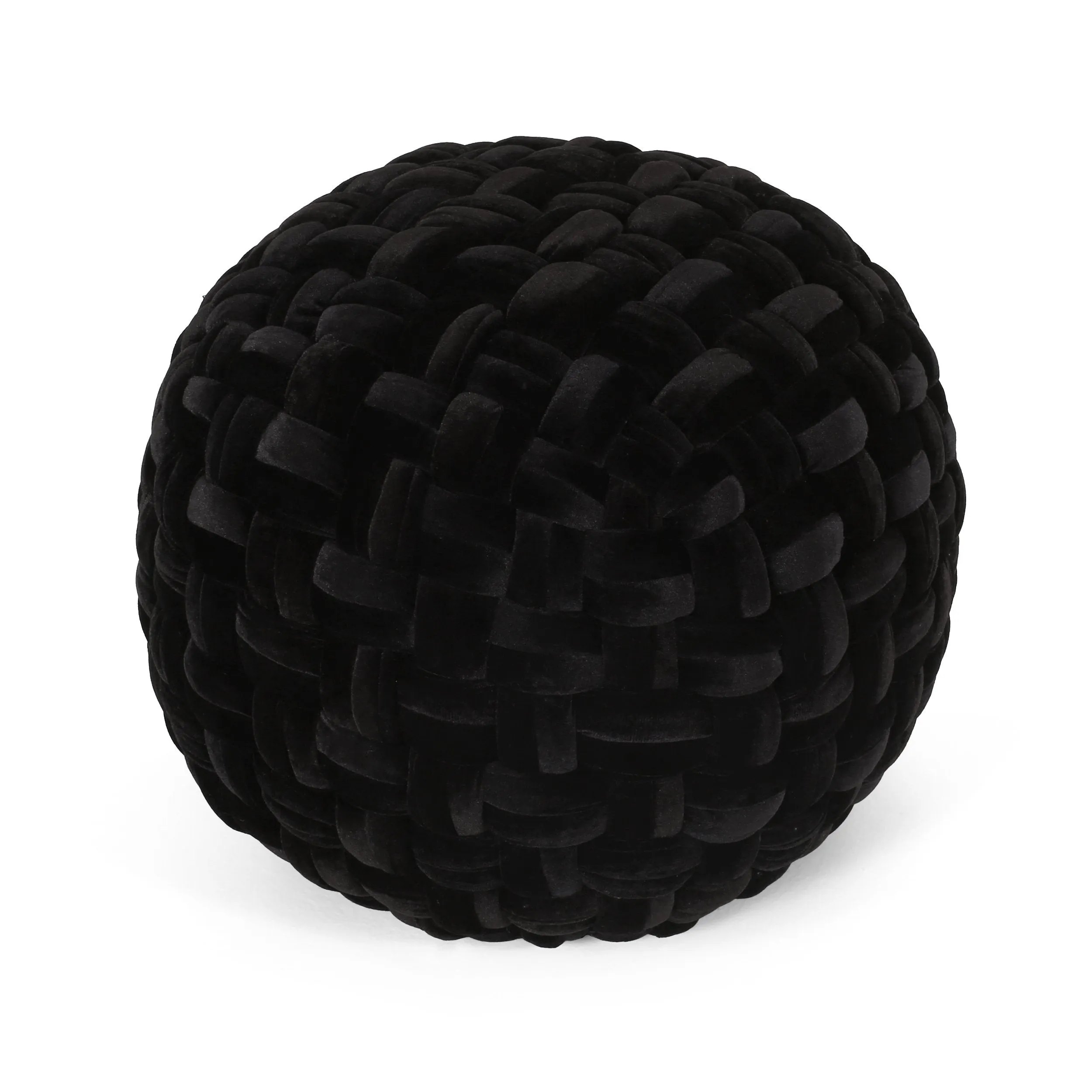 Colerain Modern Glam Handcrafted Cable Weave Velvet Round Pouf