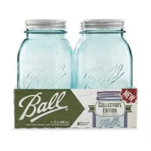 Collector's Edition Mason Jars, Aqua Blue, Regular Mouth 1-Qt., 4-Pk.