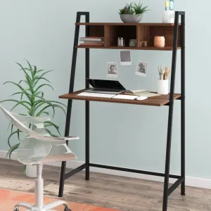 Contemporary Ladder Solid Wood Study Table With Storage