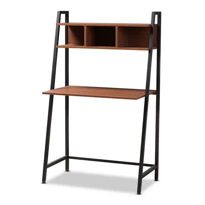 Contemporary Ladder Solid Wood Study Table With Storage