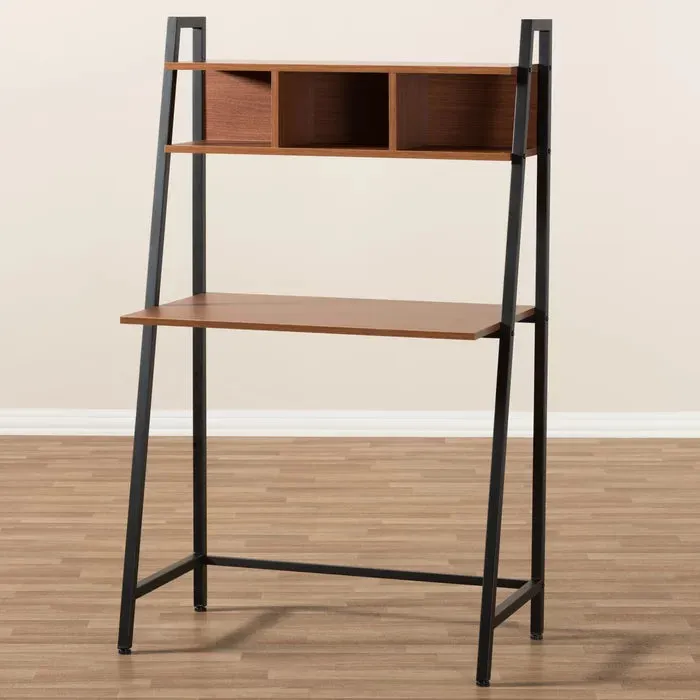 Contemporary Ladder Solid Wood Study Table With Storage