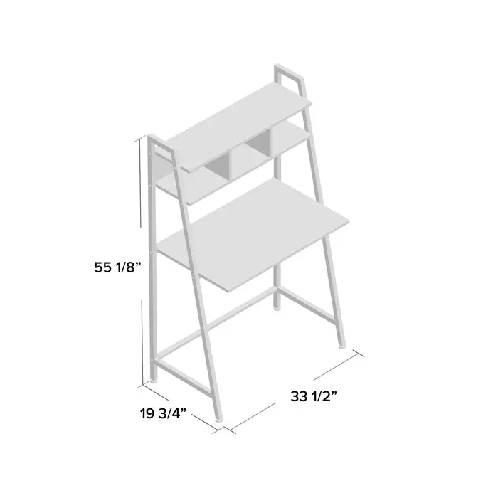 Contemporary Ladder Solid Wood Study Table With Storage