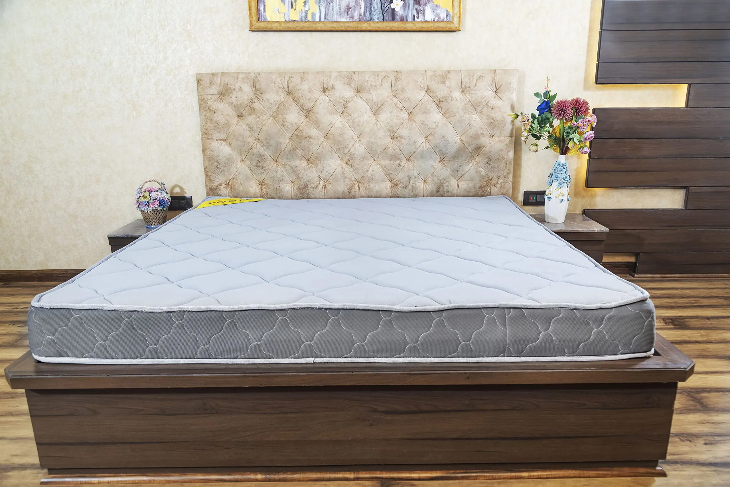 COZYMATE Florence 6.5-inch Memory Foam Super King Size Spring Mattress(78x78x6.5, Grey)