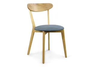 Dining Chair Solid Natural Oak – Grey Fabric Seat