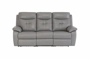 DUBLIN LEATHER ELECTRIC 3 SEATER RECLINER - GREY