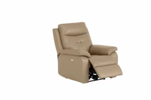 DUBLIN LEATHER ELECTRIC RECLINER - LIGHT STONE