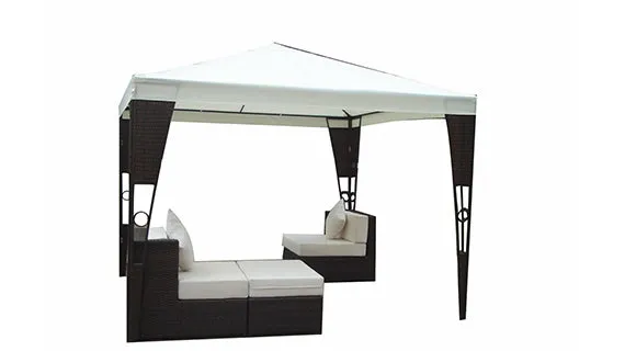 Duoyes Wicker Outdoor Patio Shade, Canopy Outdoor Gazebo Modular in Steel Frame with Waterproof Roof