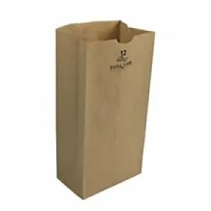 Duro Kraft Paper Flat-Bottom Grocery Bag, #12, 7-1/16" Length x 4-1/2" W