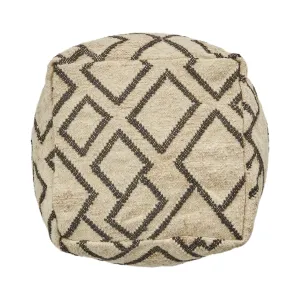 Edith Boho Wool and Cotton Ottoman Pouf