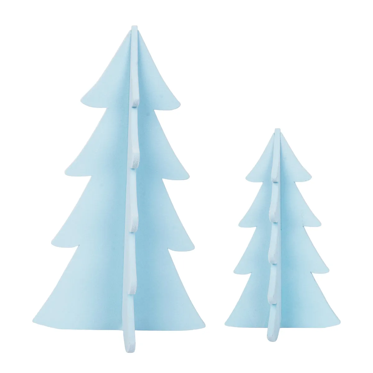 Flocked Sky Blue Tree Figure, Set of 2