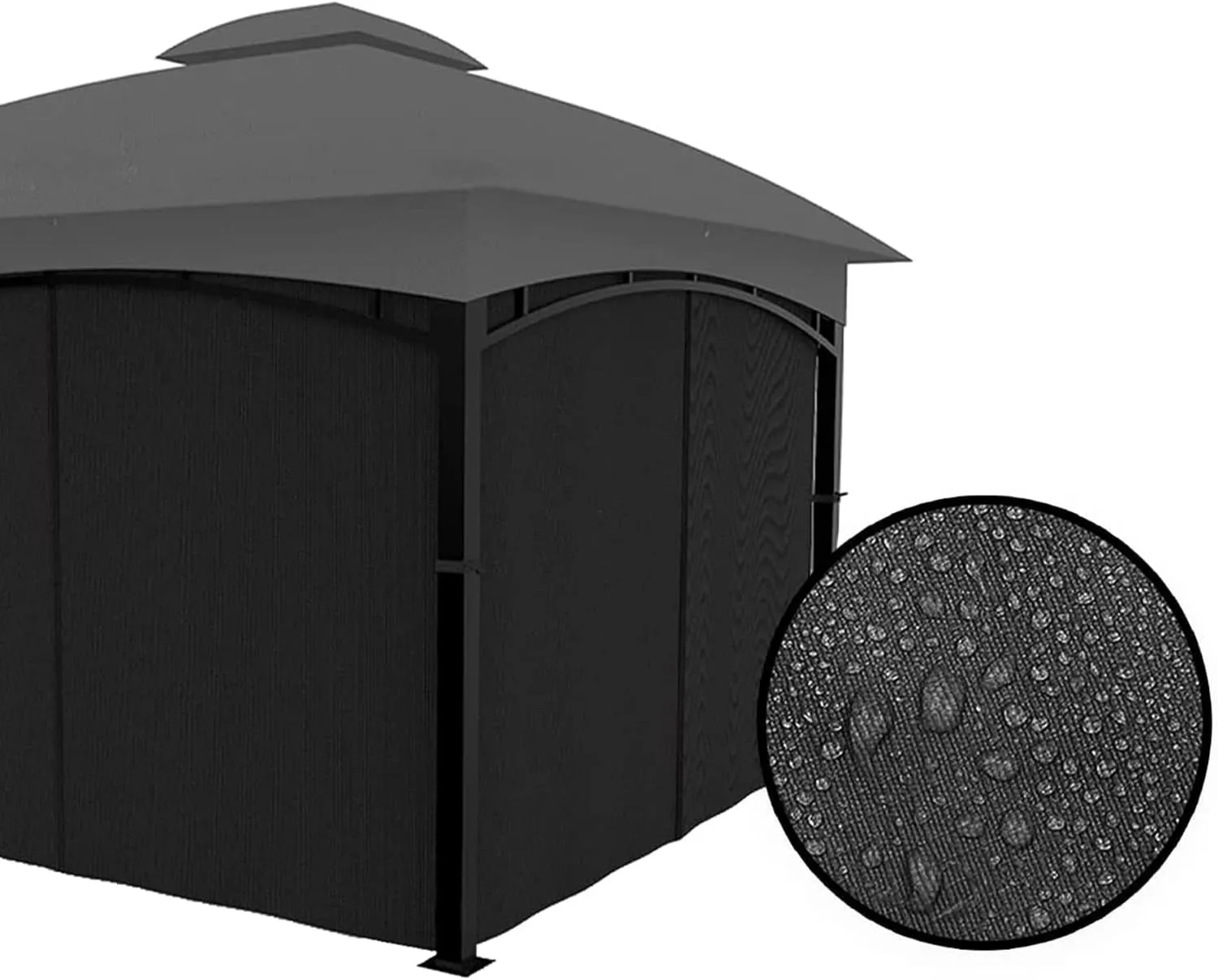 Gazebo Universal Replacement Privacy Curtain 4-Panels Sidewall with Zipper (ONLY Curtain) (10' X 10', Black)