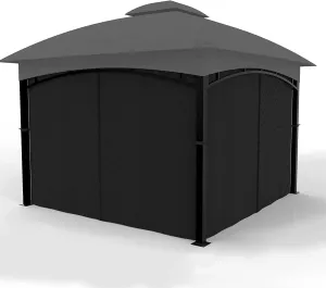 Gazebo Universal Replacement Privacy Curtain 4-Panels Sidewall with Zipper (ONLY Curtain) (10' X 10', Black)