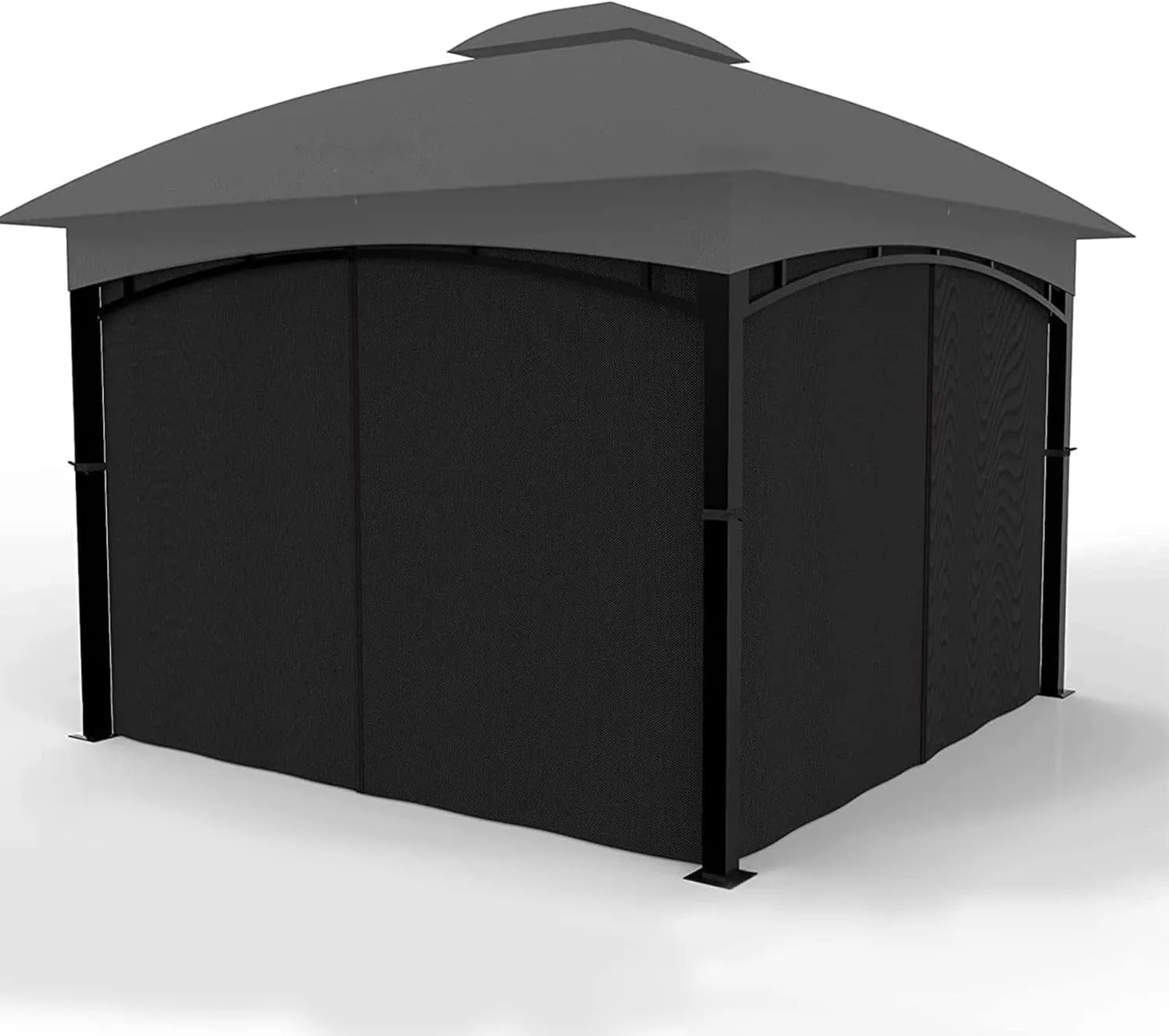 Gazebo Universal Replacement Privacy Curtain 4-Panels Sidewall with Zipper (ONLY Curtain) (10' X 10', Black)