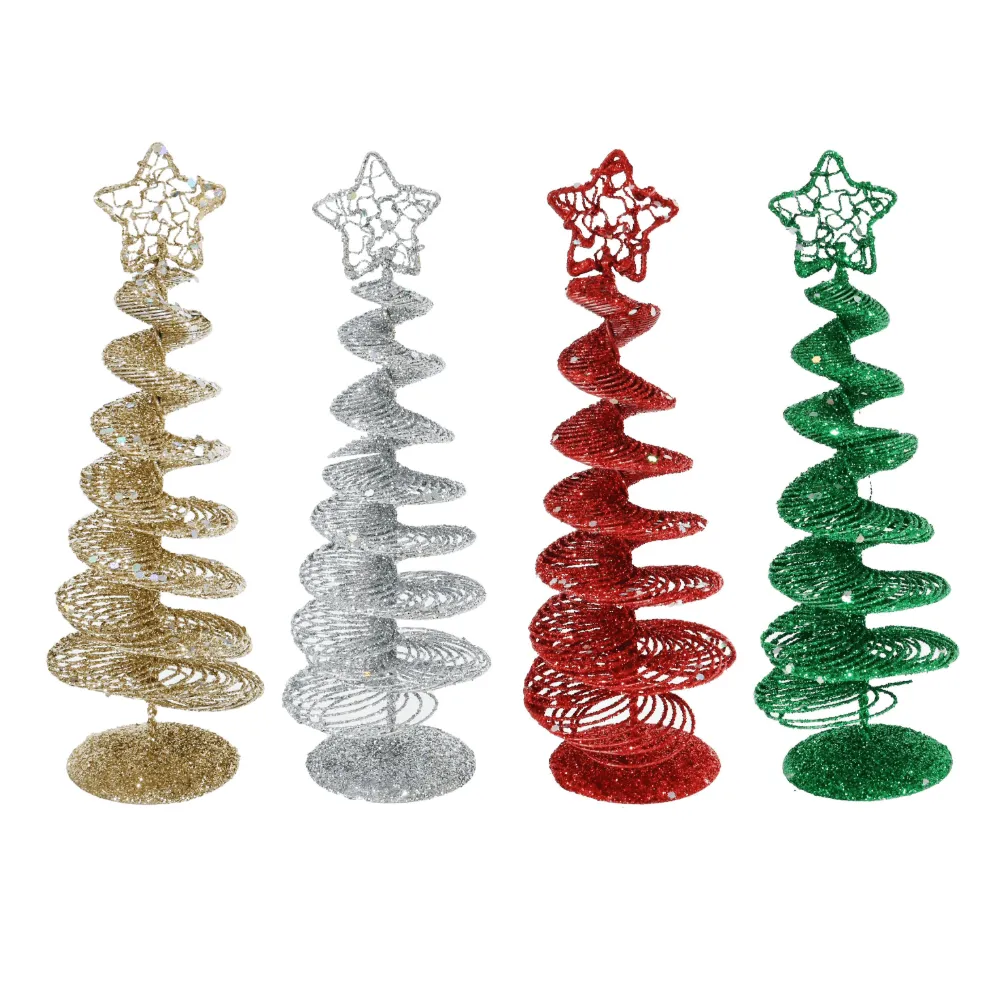 Glitter Wire Spiral Tree Asst (20cm)