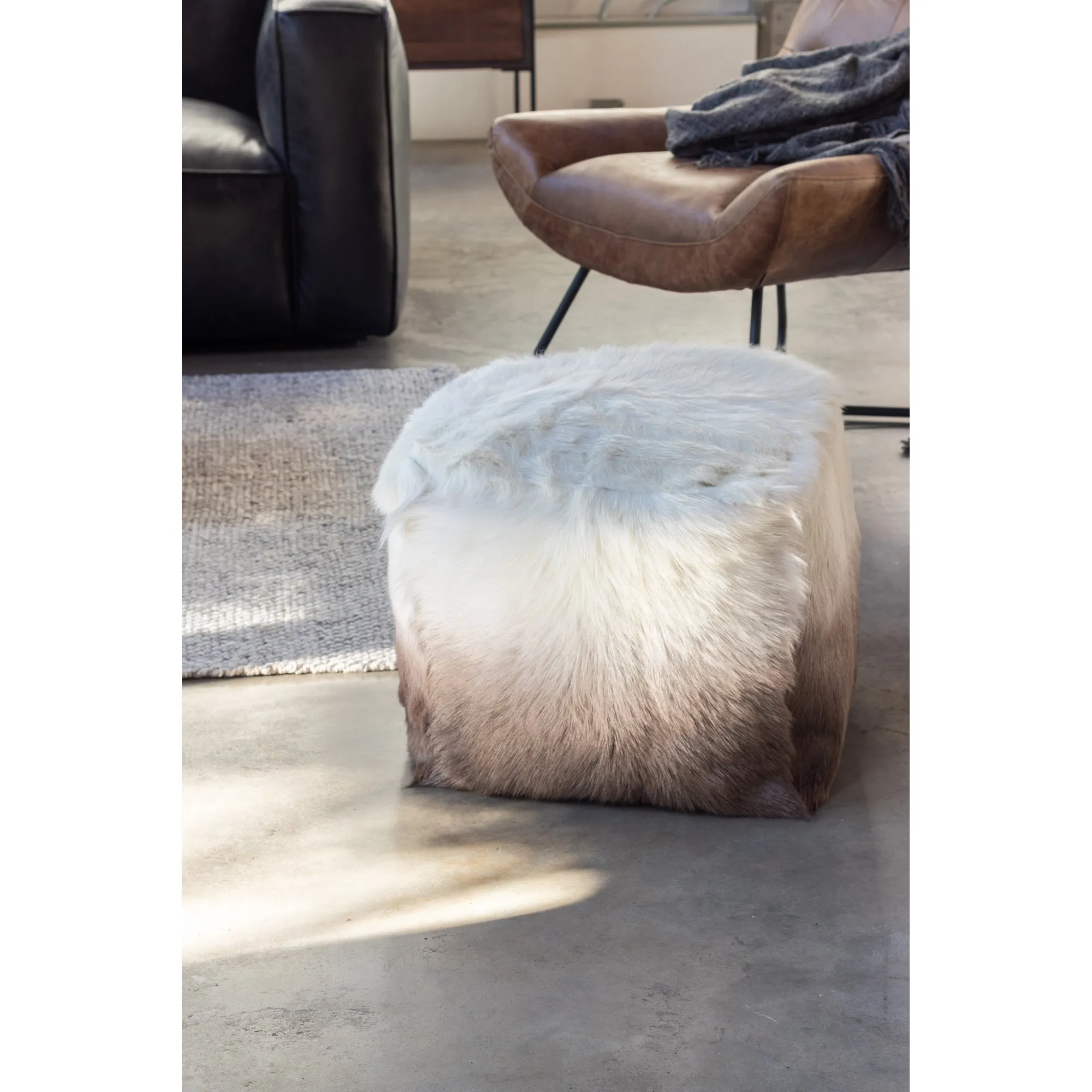 Goat Multi-color Square Ottoman